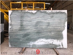 Green Fire Quartzite Wooden Botanic Wave Slab Wall Tile
