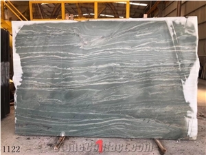 Green Fire Quartzite Wooden Botanic Wave Slab Wall Tile