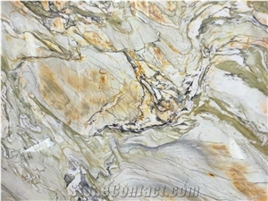 Onde Buena Gold Quartzite Granite Slab in China Stone Market