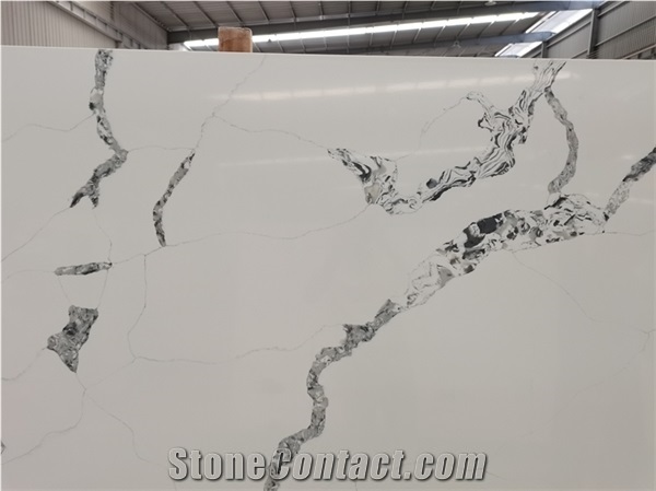 Chinese Calacatta White Artificial Quartz Stone Countertop