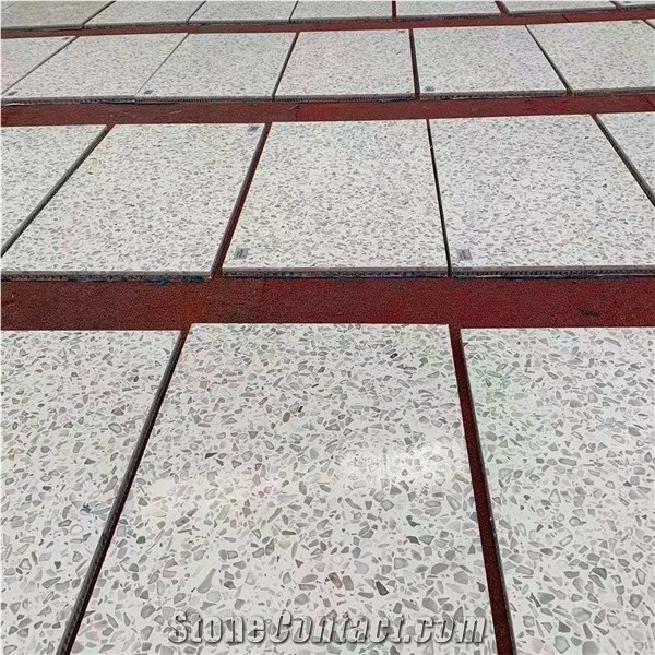 Composited Aluminum Honeycomb White Terrazzo Flooring Tiles