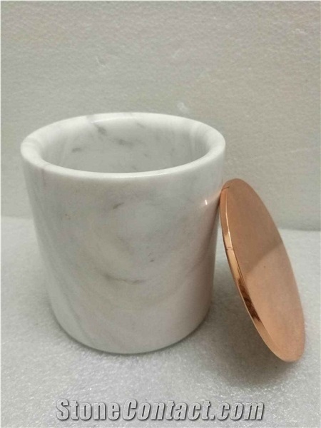 Customized Cararra White Marble Candle Jar, Stone Products