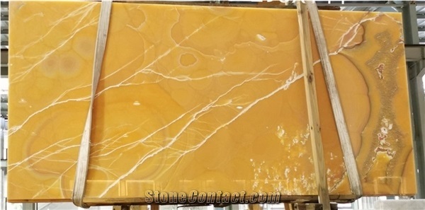 Elegant Orange Golden Onyx Polished Big Slabs Kitchen Tiles