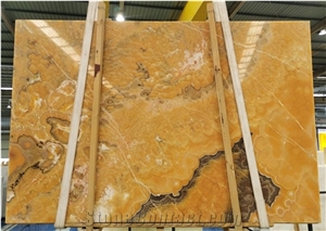 Elegant Orange Golden Onyx Polished Big Slabs Kitchen Tiles