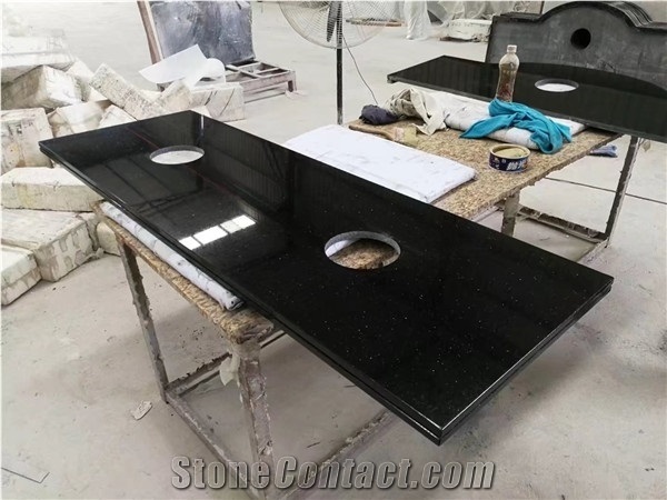 Indian Black Galaxy Granite for Vanity Top