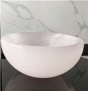 Natural Polished Lady Rose Pink Onyx Jewelry Bowls