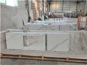 Popular Calacatta Quartz Kitchen Countertop