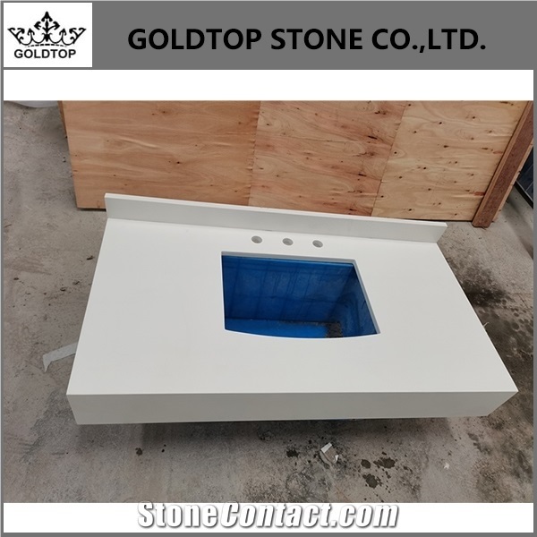 Popular Solid Surface Pure White Quartz Countertop