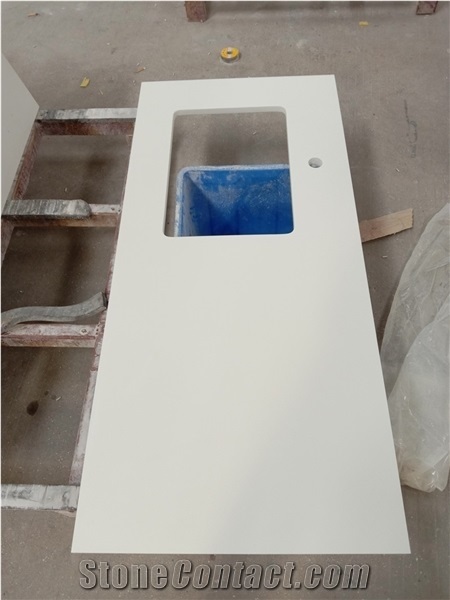 Popular Solid Surface Pure White Quartz Countertop