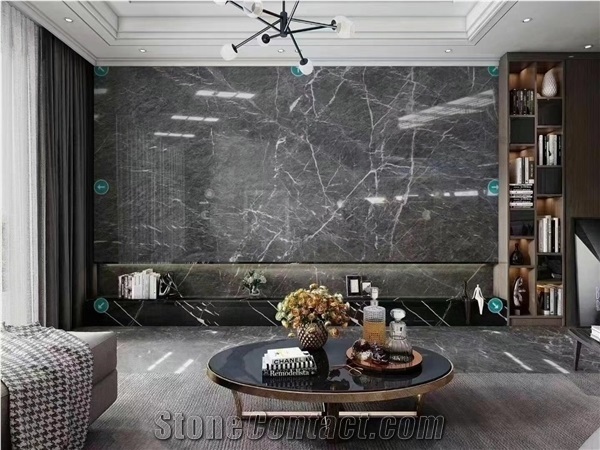 Wyndham Grey Marble White Veins Tiles Flooring Design