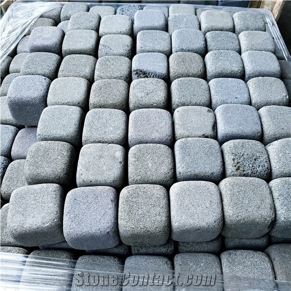 Cubic Stone Tumbled Lava Stone for Flooring Customized Size