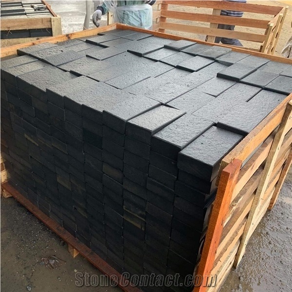 Cubic Stone Tumbled Lava Stone for Flooring Customized Size
