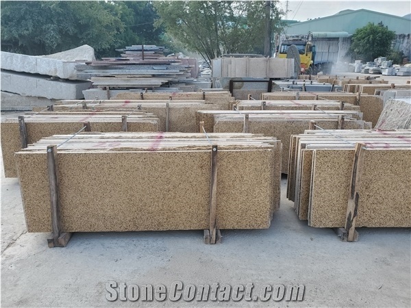 Dark Yellow Granite Slab Tile Wall Cladding