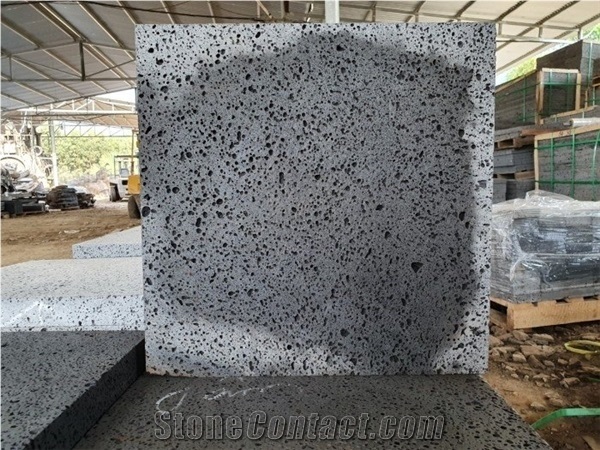 Hole Black Gray Honeycomb Basalt Tile