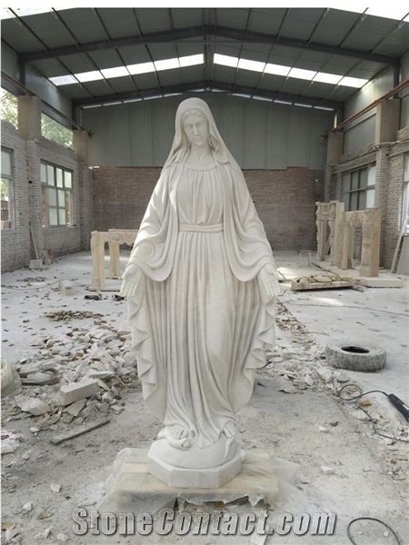 Mary Sacred Heart Marble Carving