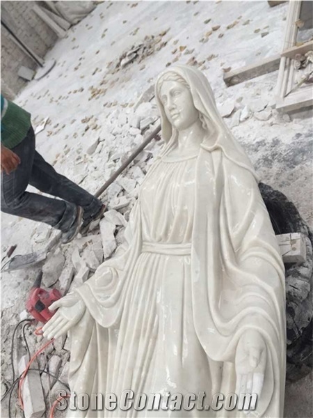 Mary Sacred Heart Marble Carving