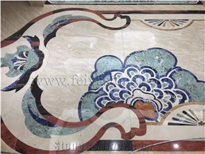 Square Medallions Rectangular Stone Waterjet Medallion