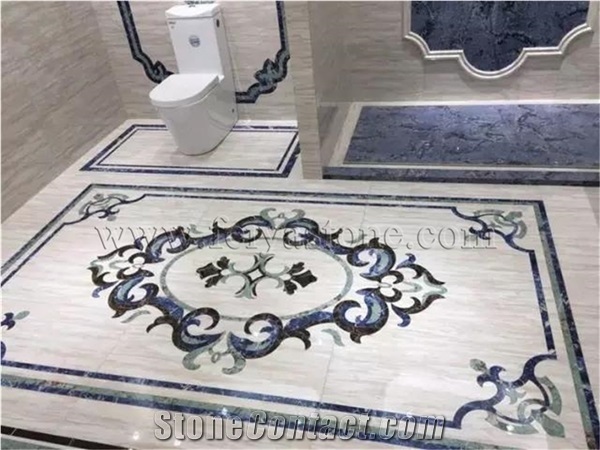 Square Medallions Rectangular Stone Waterjet Medallion