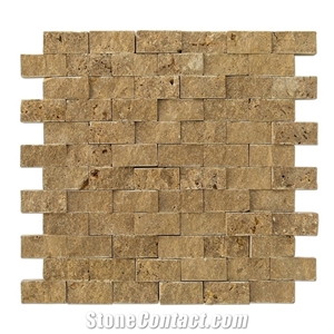 Noce Travertine Mosaics - Splitface - 1"X2"X5/8"