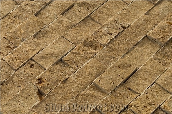 Noce Travertine Mosaics - Splitface - 1"X2"X5/8"