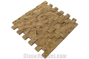Noce Travertine Mosaics - Splitface - 1"X2"X5/8"