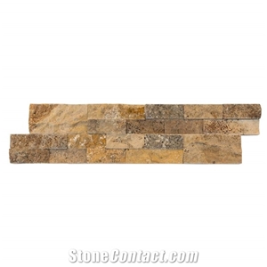 Split Face Scabos Travertine Stacked Stone Ledger Panel