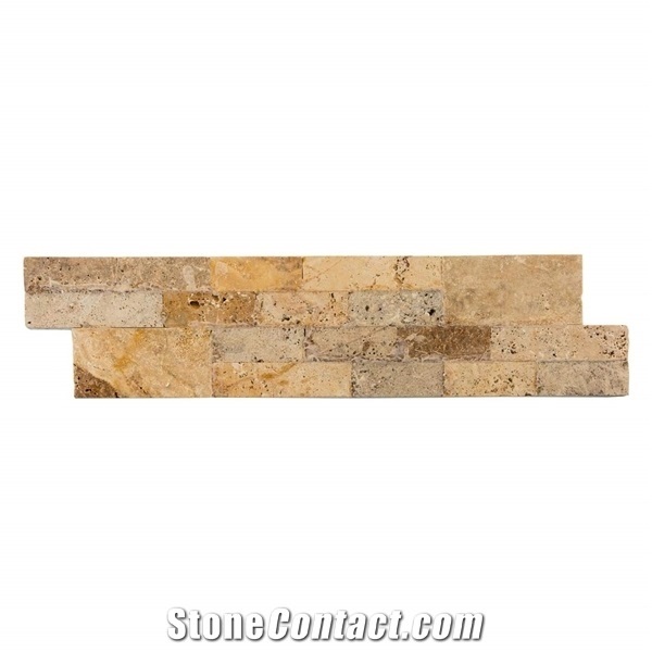 Split Face Scabos Travertine Stacked Stone Ledger Panel