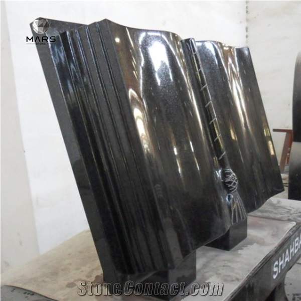 Black Granite Open Book Shape Tombstones and Monument