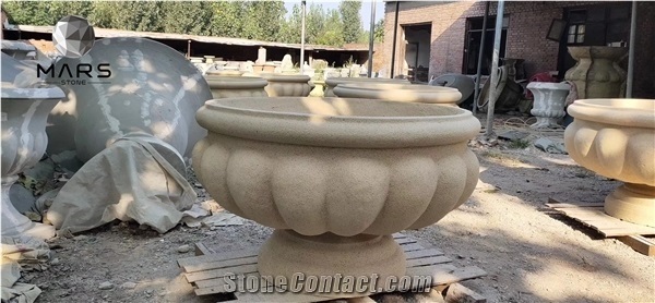 Granite Flower Pot and Large Plants Stone Gardening Pots