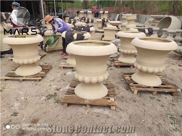 Granite Flower Pot and Large Plants Stone Gardening Pots