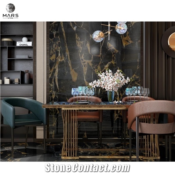 Natural Stone Marbles Athen Black Portoro Gold for Wall