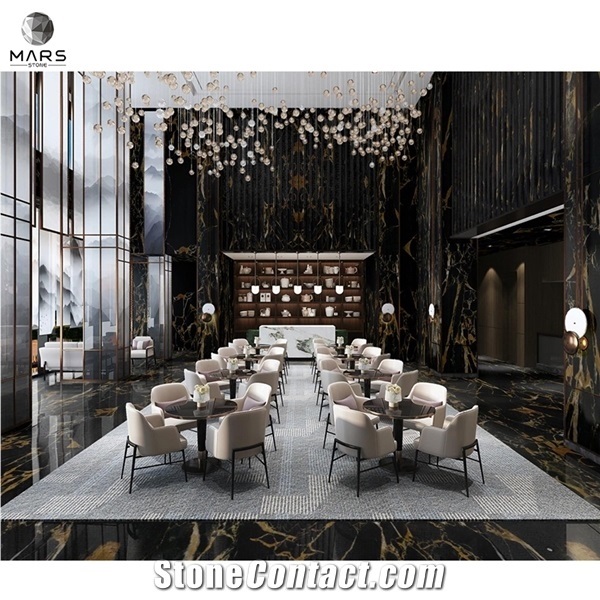Natural Stone Marbles Athen Black Portoro Gold for Wall