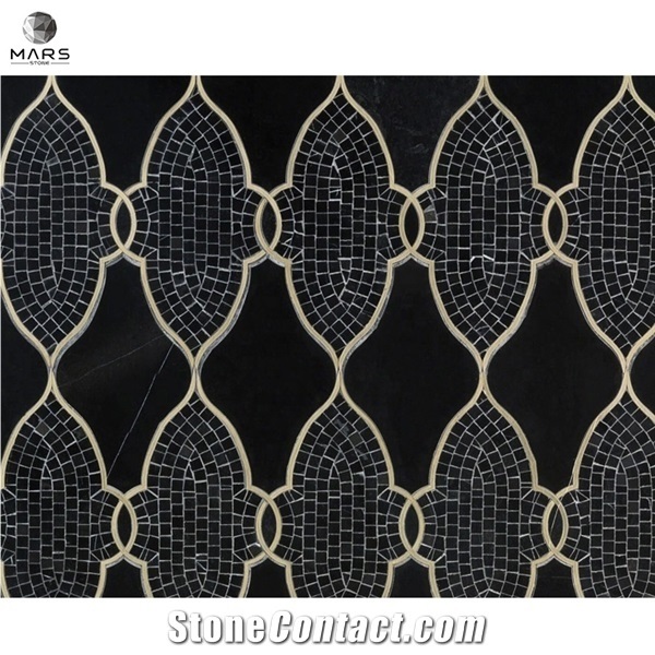 Superb Irregular Shape Marble Metal Mosaic Tiles Stone