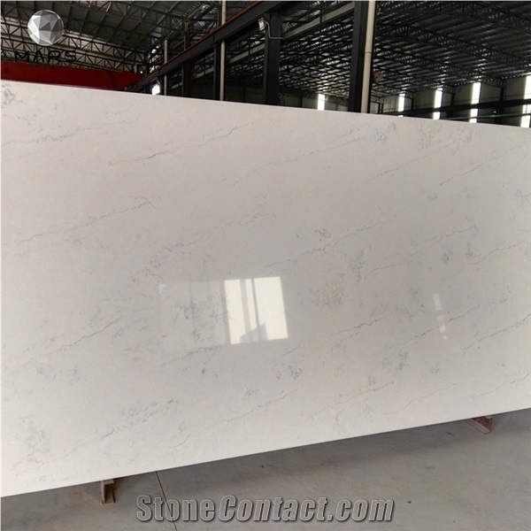 White Carrara Quartz Countertops Slabs