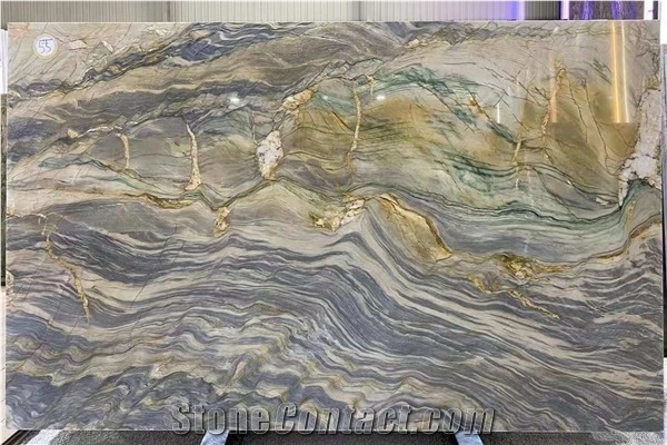 Brazil Azul Fusion Blue Quartzite Slab
