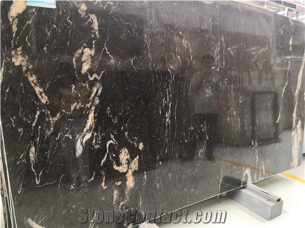 Brazil Enigma Magma Black Gold Granite Slab