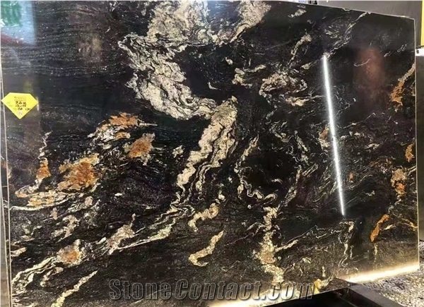 Brazil Titanium Black Matrix Granite Slab