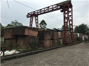 China Purple Brown Wooden Grain Sandstone Block