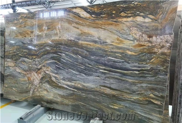 Luxury Brazil Azul Fusion Dark Blue Quartzite Slab
