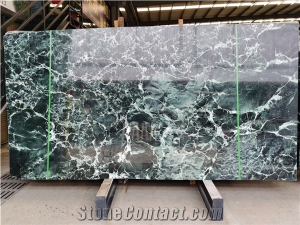 Luxury Italian Verde Alpi Scuro Green Marble Slab