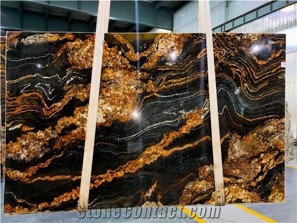Luxury Polished Brazil Fire Storm Granite Slab