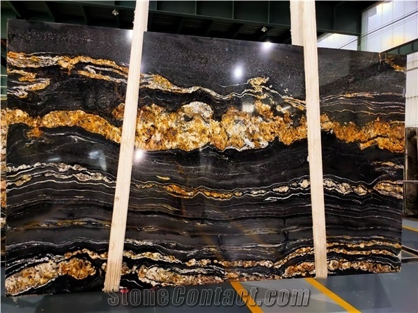 Luxury Polished Brazil Fire Storm Granite Slab