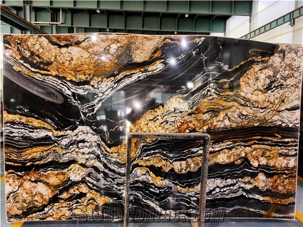 Luxury Polished Brazil Fire Storm Granite Slab
