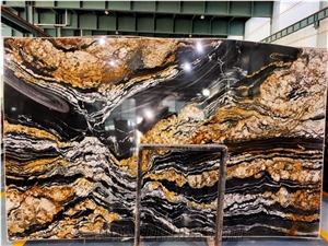 Luxury Polished Brazil Fire Storm Granite Slab