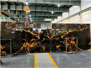 Luxury Polished Brazil Fire Storm Granite Slab
