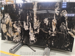 Polished Brazil Thunder Black Granite Slab