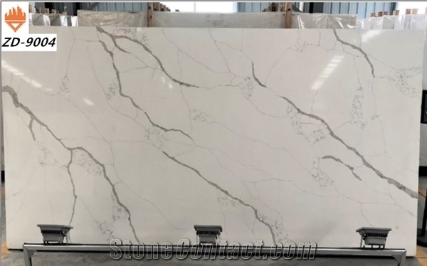 Artificial White Calacatta Gold Quartz Stone Kitchen