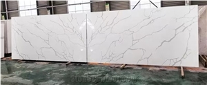 Bookmatched Calacatta White Quartz Slabs