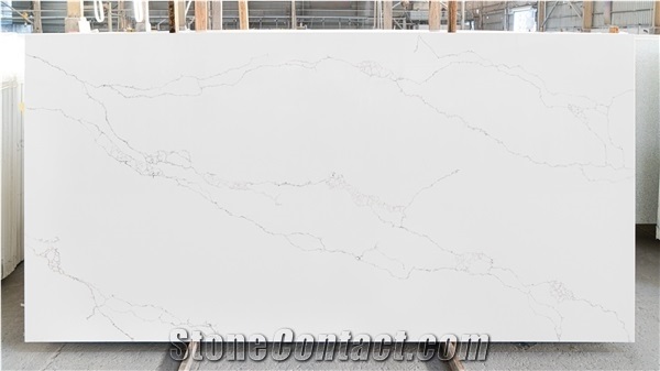 Calacatta Quartz Stone White Slab for Countertops
