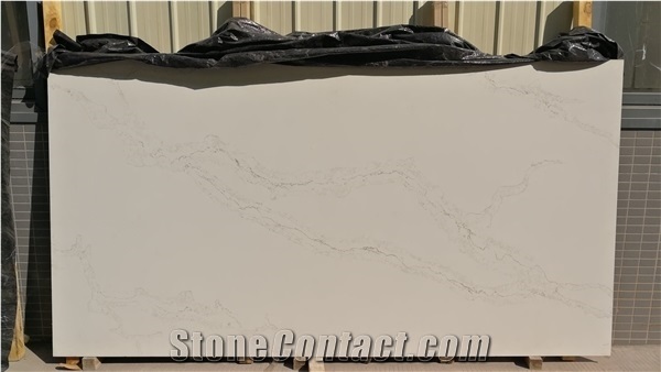Calacatta White Quartz Stone with Grey Veins